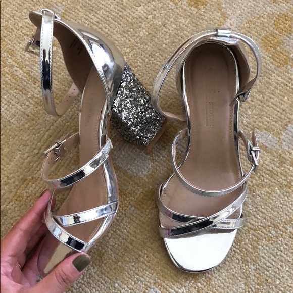 silver chunky high heels